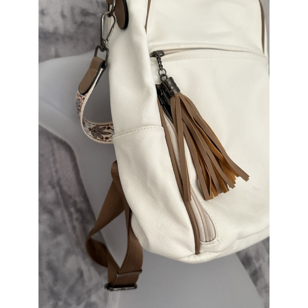 Fadeon Backpack Purse White Large Leather Laptop Bag Travel Carry On Outdoors - Picture 2 of 15